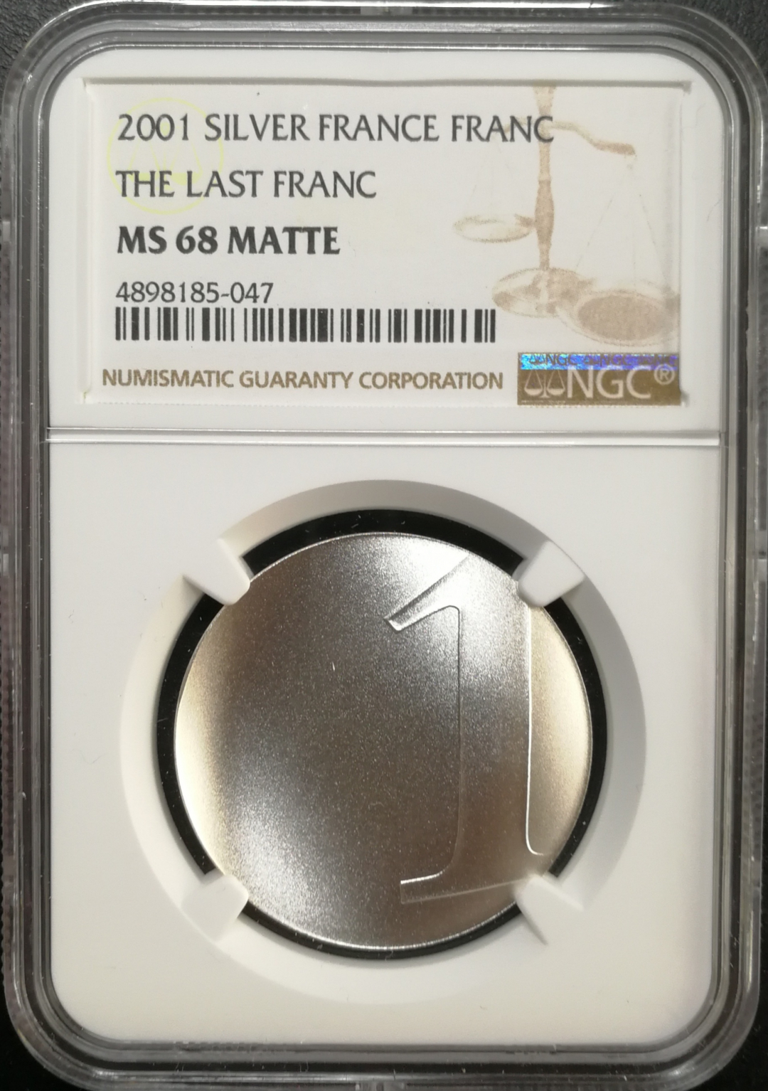 凡希社世界钱币微拍第八十五期 2001最后的法郎NGC-MS68