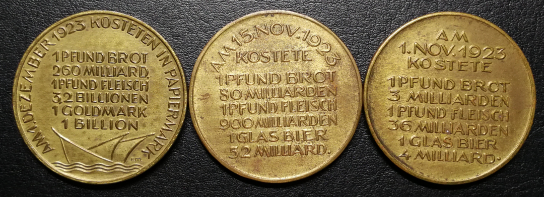 凡希社世界钱币微拍第八十五期 1923德国通胀人民的苦难纪念章三枚一套