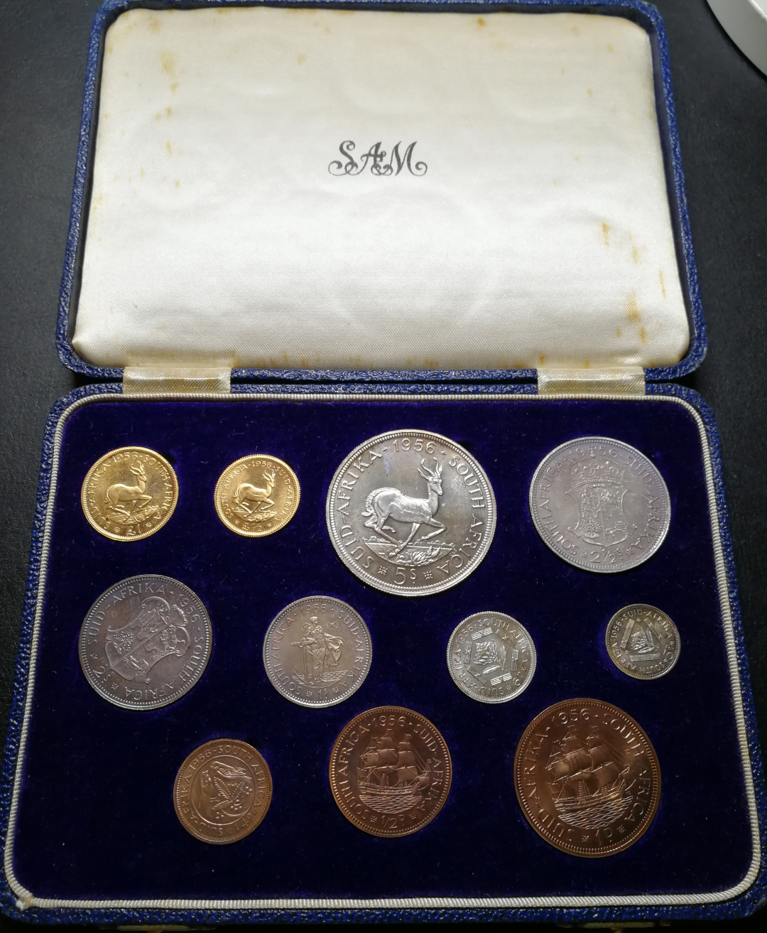 凡希社世界钱币微拍第八十五期 1956南非伊丽莎白PS带两金品相完美