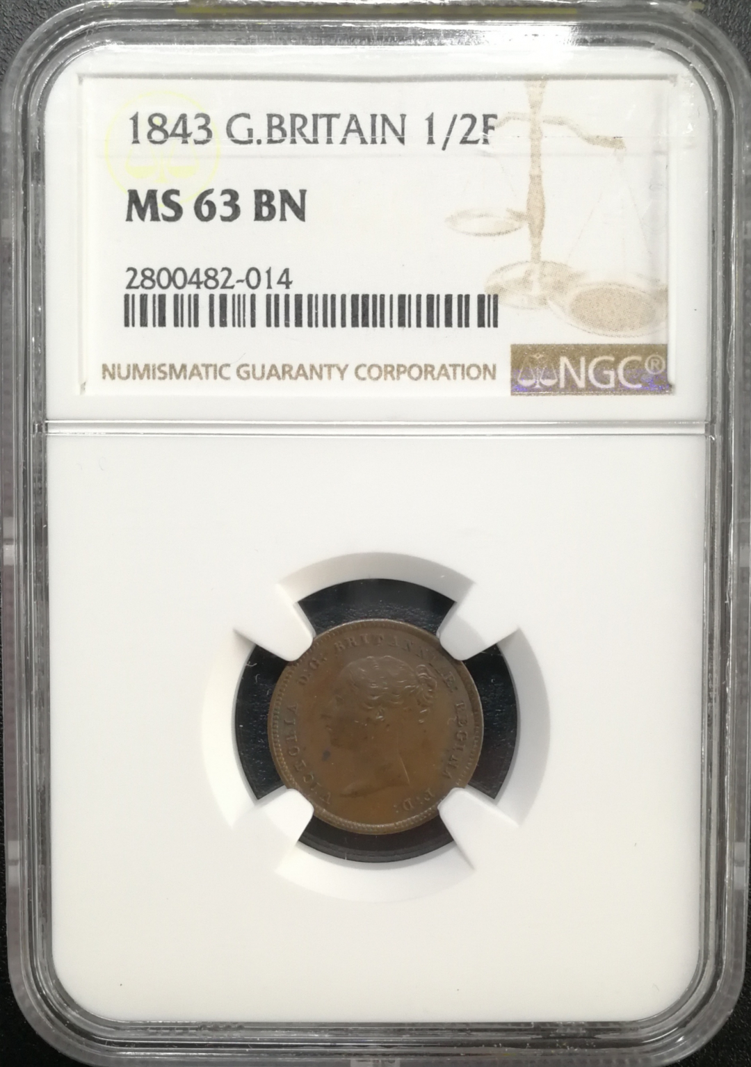 凡希社世界钱币微拍第八十五期 1843英国小维1/2法新NGC-MS63