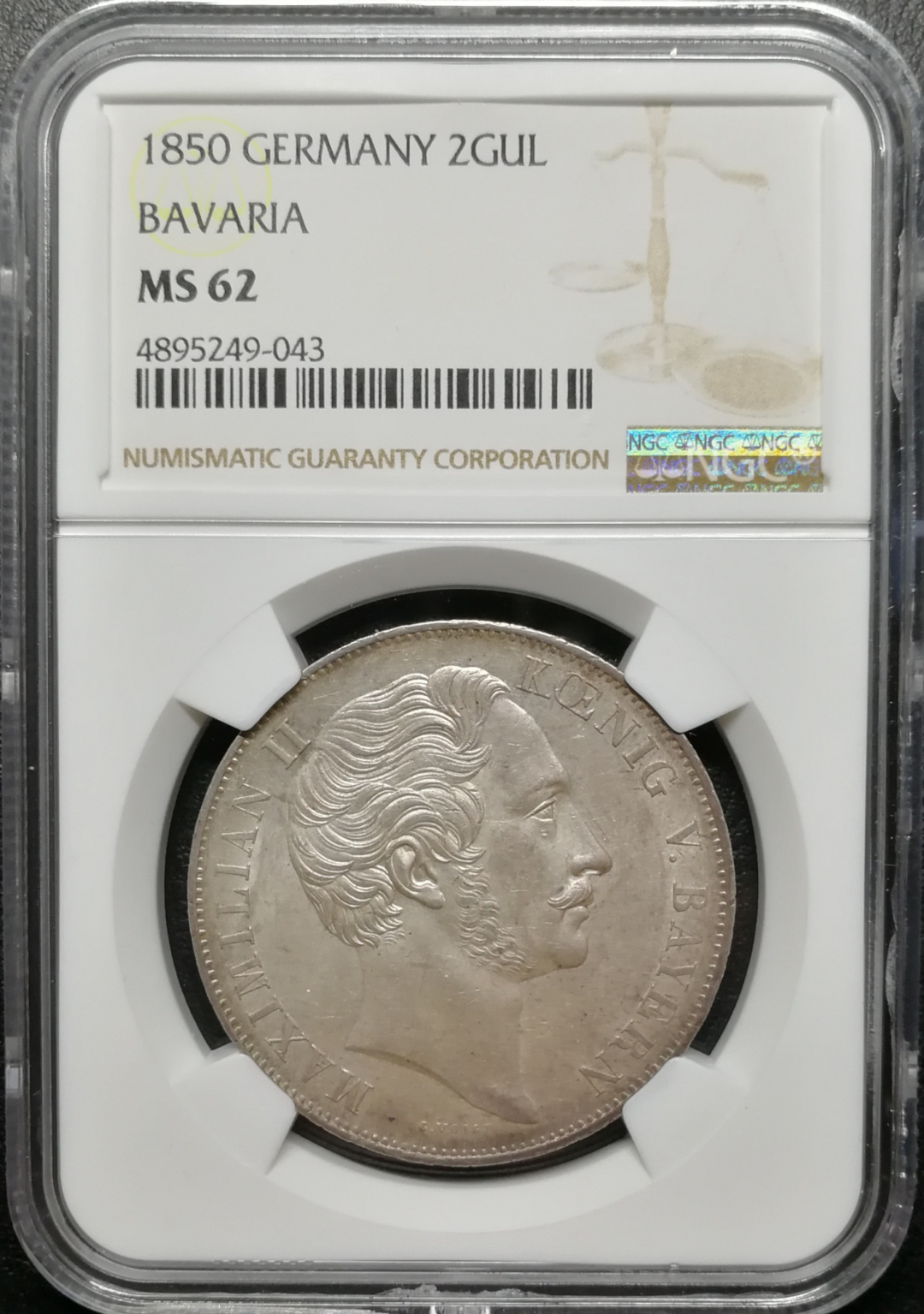 凡希社世界钱币微拍第八十五期 1850巴伐利亚2盾NGC-MS62