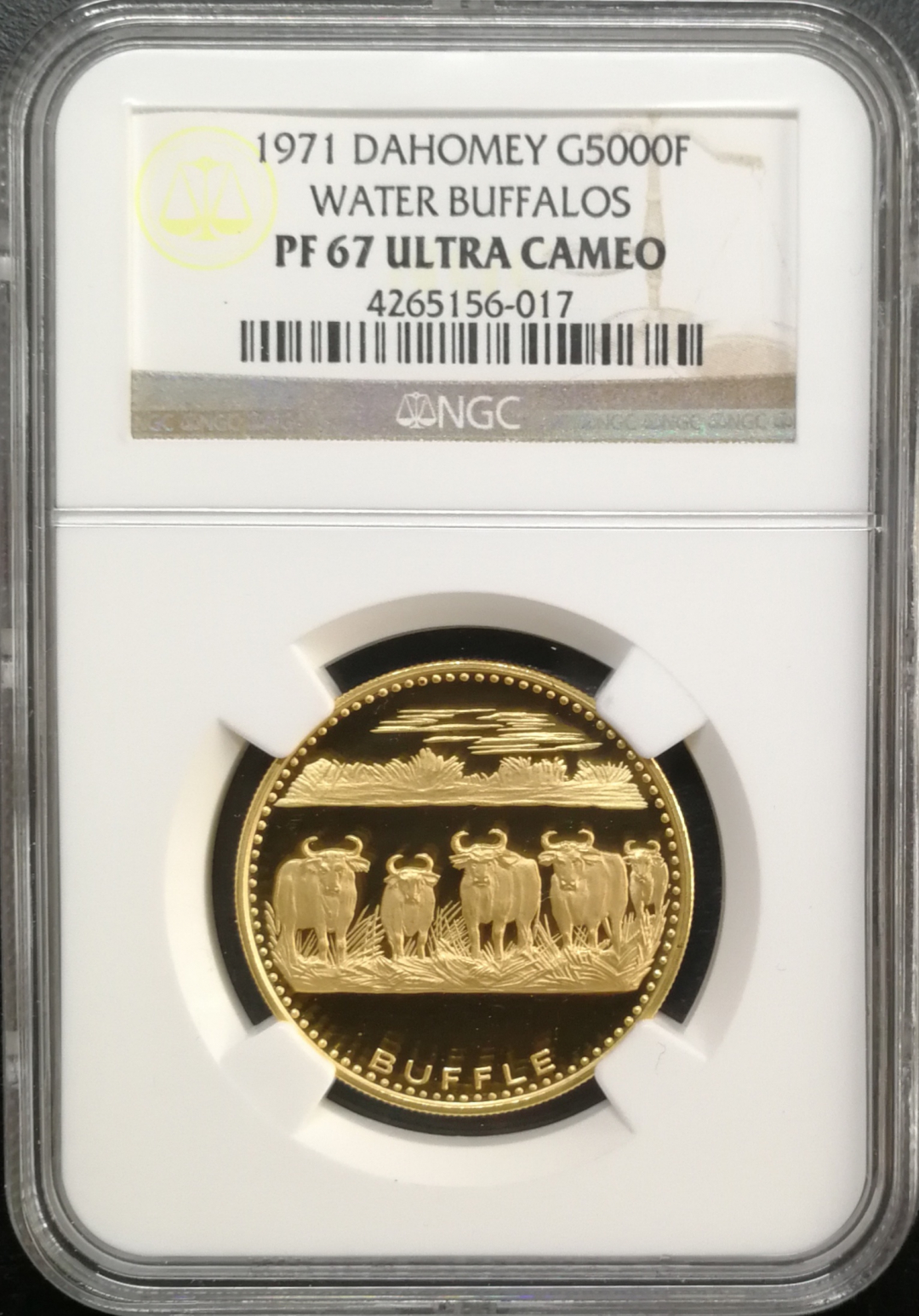 凡希社世界钱币微拍第八十五期 稀!1971达荷美水牛5000法郎金币NGC-PF67UC