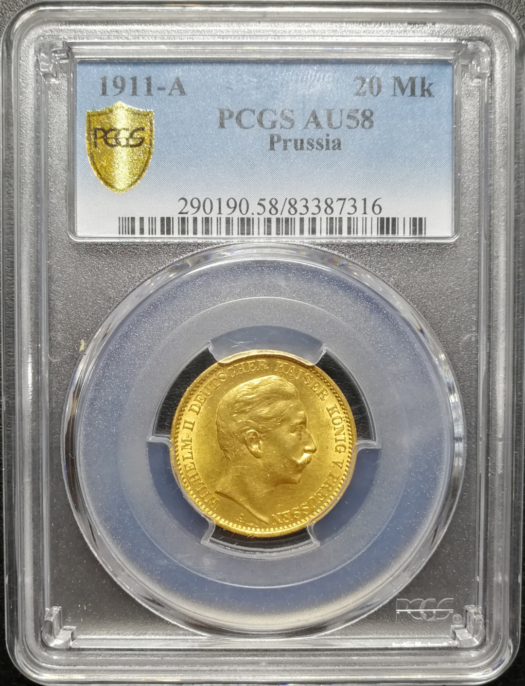 凡希社世界钱币微拍第八十五期 1911普鲁士20ml马克金币PCGS-AU58