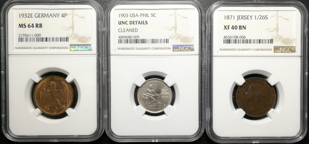 凡希社世界钱币微拍第八十五期 泽西德国菲律宾三枚NGC