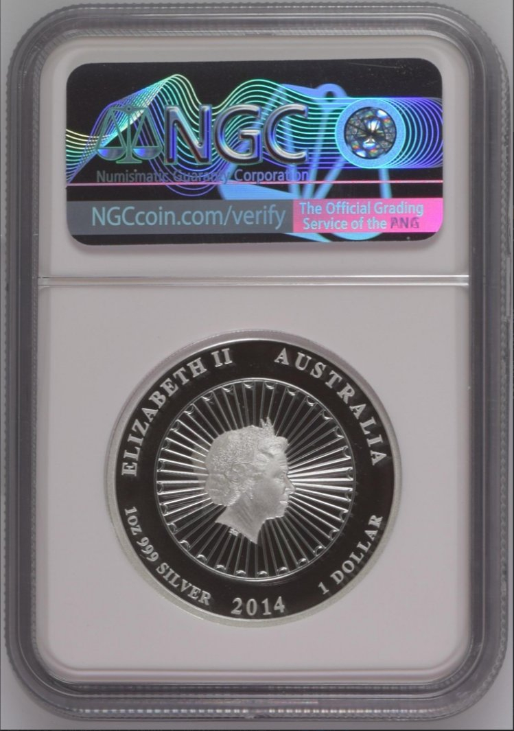 【币观天下】第六十七期拍卖 【澳大利亚】2014年1盎司精制纪念银币镶嵌鲍鱼彩贝壳