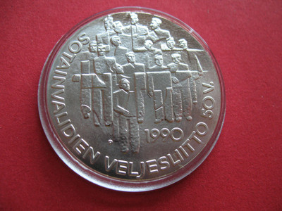 「S&S Numismatic世界钱币-拍卖第10期」 - 芬兰1990年普制100马克纪念银币 残疾退伍军人协会50周年 获奖币 最佳艺术币