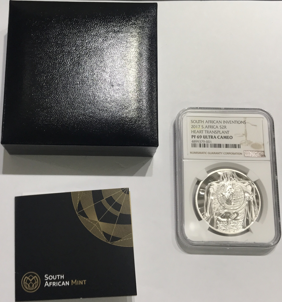 【随心拍】现代金银币拍卖【第十八期】-CICE北京展销会热场 获奖币 NGC69南非2017年医学系列1心脏移植手术银币
