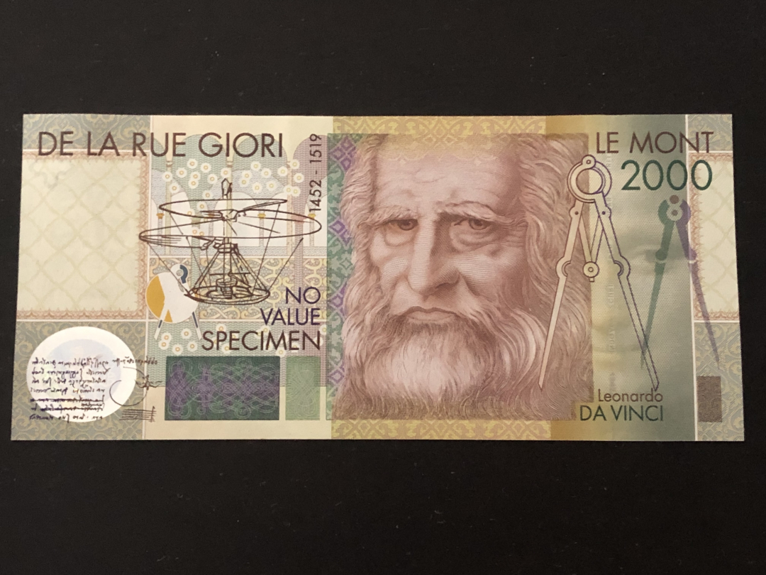 收藏联盟第八十六期暨CICE北京展销会专场拍卖 德拉罗GIORI达芬奇测试钞 UNC