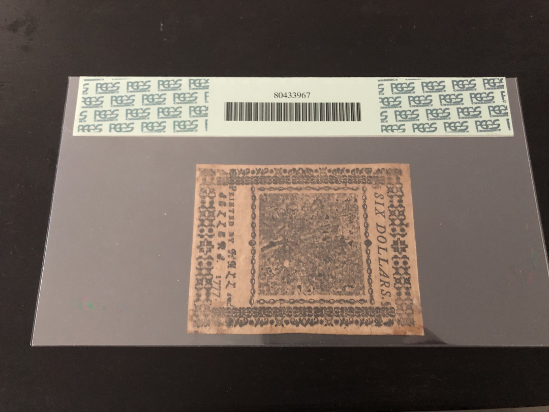 收藏联盟第八十六期暨CICE北京展销会专场拍卖 1777年美国大陆币6美金 PCGS58