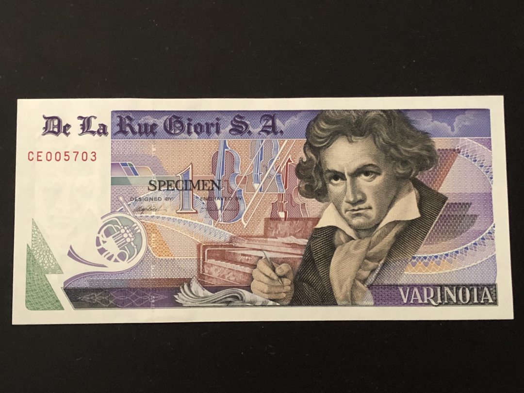 收藏联盟第八十六期暨CICE北京展销会专场拍卖 德拉罗GIORI贝多芬测试钞红字 UNC