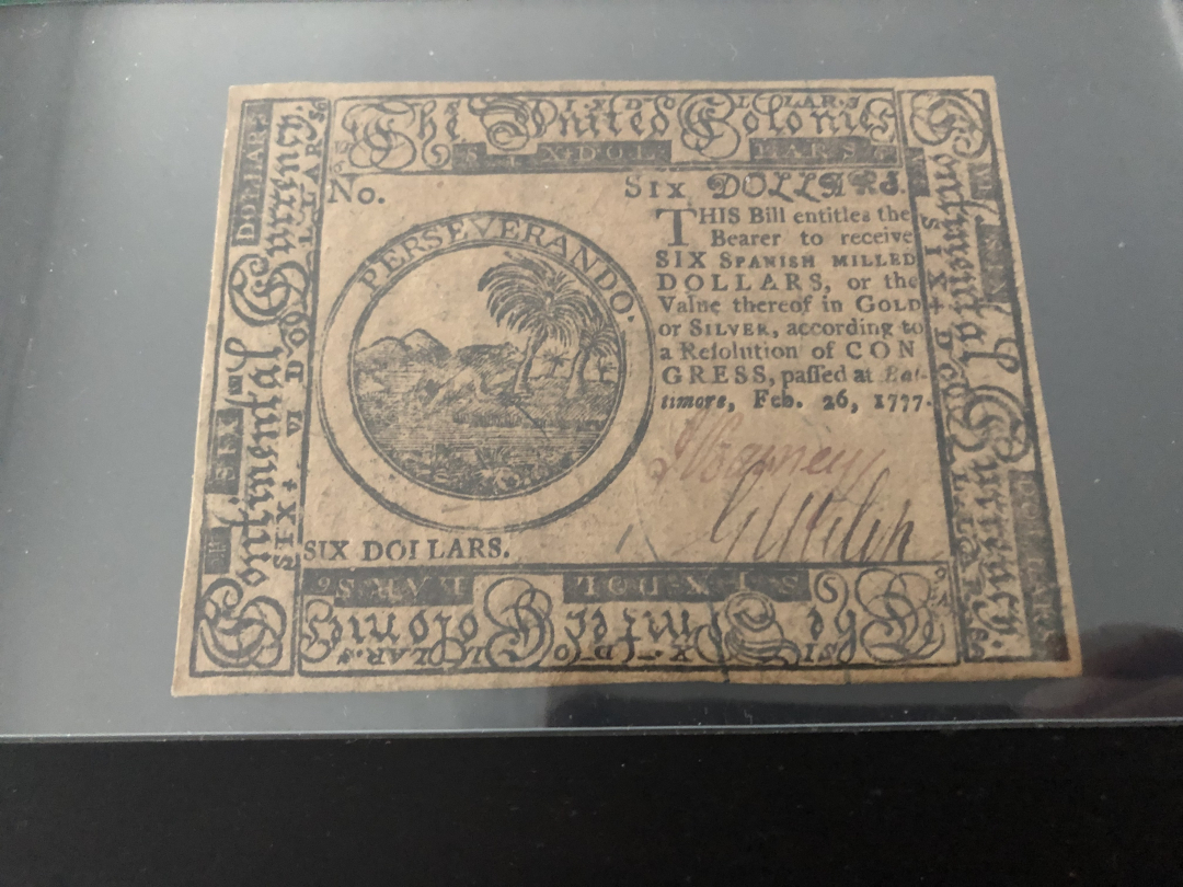 收藏联盟第八十六期暨CICE北京展销会专场拍卖 1777年美国大陆币6美金 PCGS58