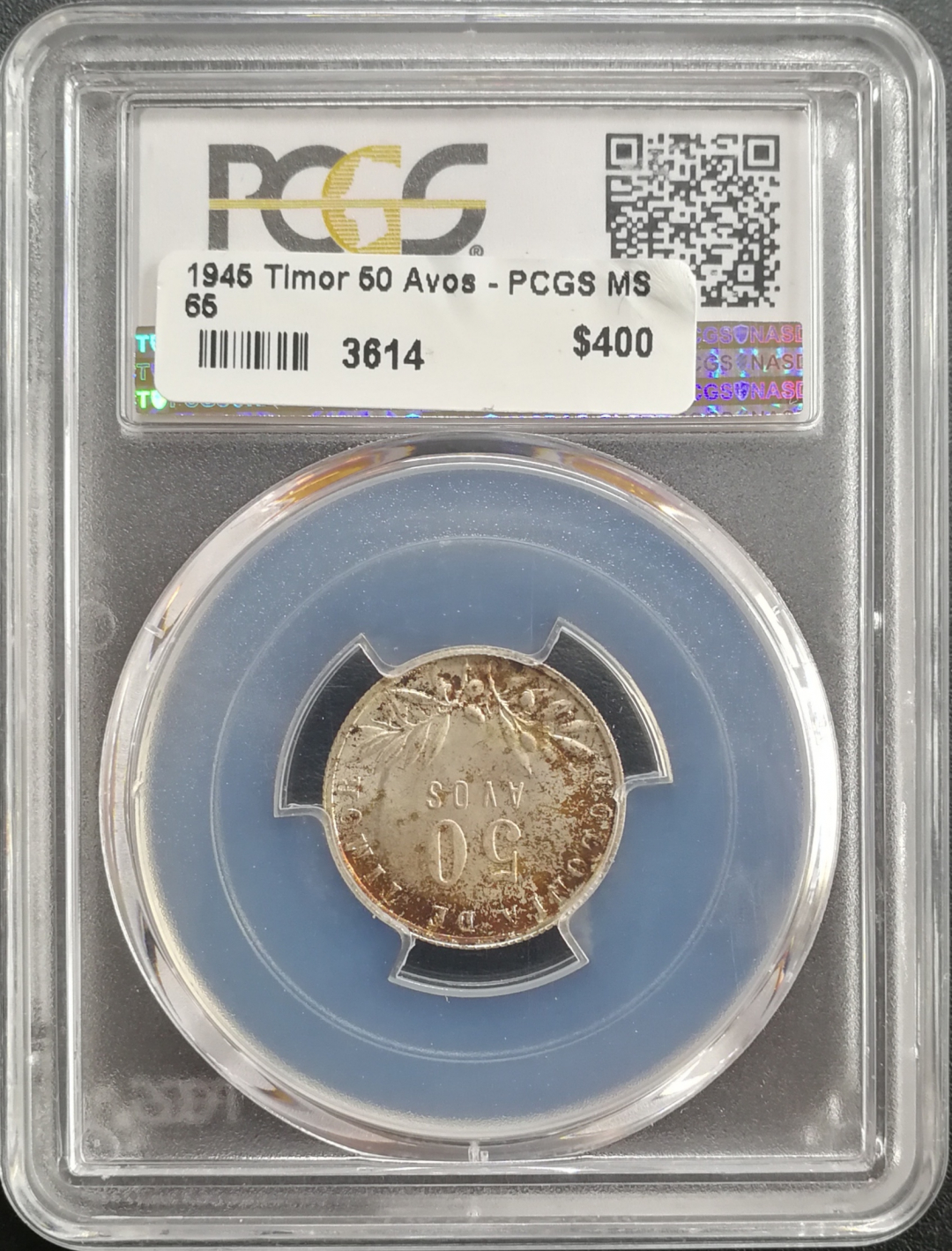 凡希社世界钱币微拍卖CICE专场大拍 稀!1945葡属帝汶50Avos PCGS-MS65