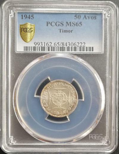 凡希社世界钱币微拍卖CICE专场大拍 - 稀!1945葡属帝汶50Avos PCGS-MS65