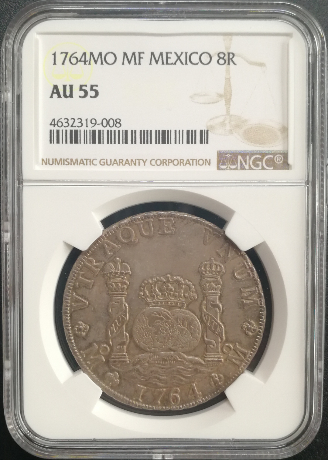 凡希社世界钱币微拍卖CICE专场大拍 1764MO墨西哥地球双柱NGC-AU55原味