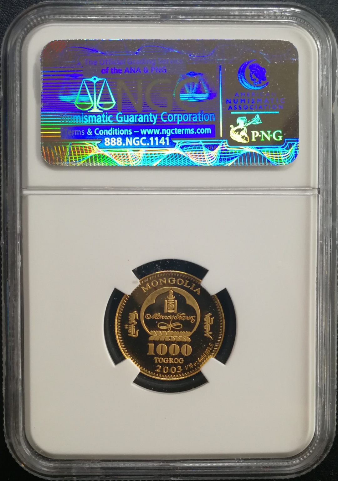 凡希社世界钱币微拍卖CICE专场大拍 2003蒙古冬亚会1/10盎司彩金币NGC-PF69UC