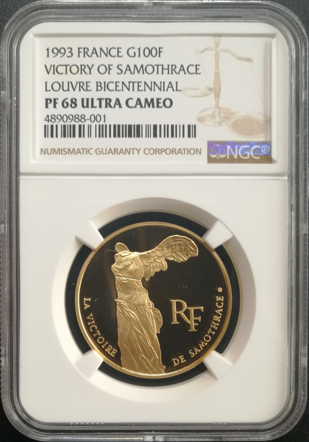 凡希社世界钱币微拍卖CICE专场大拍 1993年法国罗浮宫胜利女神金币NGC-PF68UC