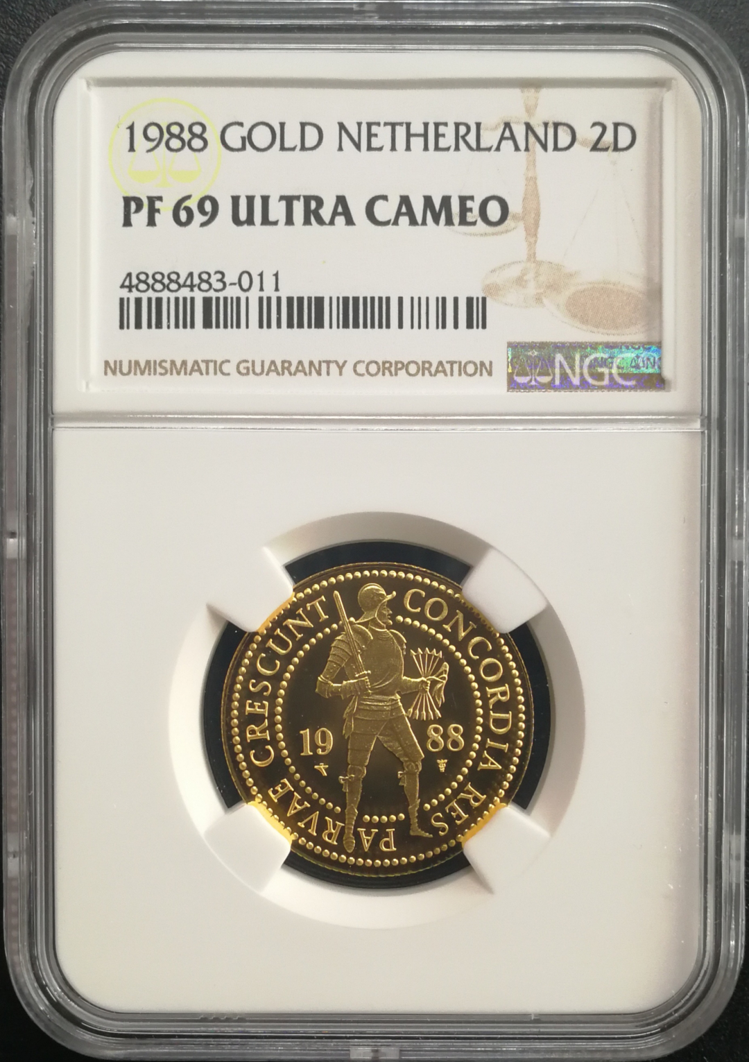凡希社世界钱币微拍卖CICE专场大拍 1988荷兰2杜卡特武士金币NGC-PF69UC