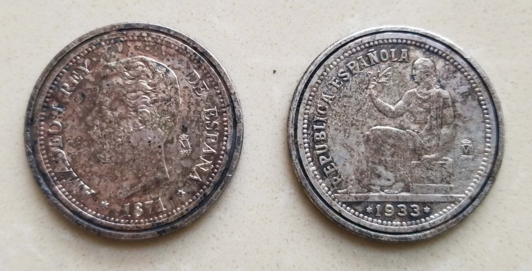 【币观天下】第六十八场拍卖-CICE北京展销会专场 【西班牙】造币厂官方出品，复刻珍稀钱币镀银版两枚