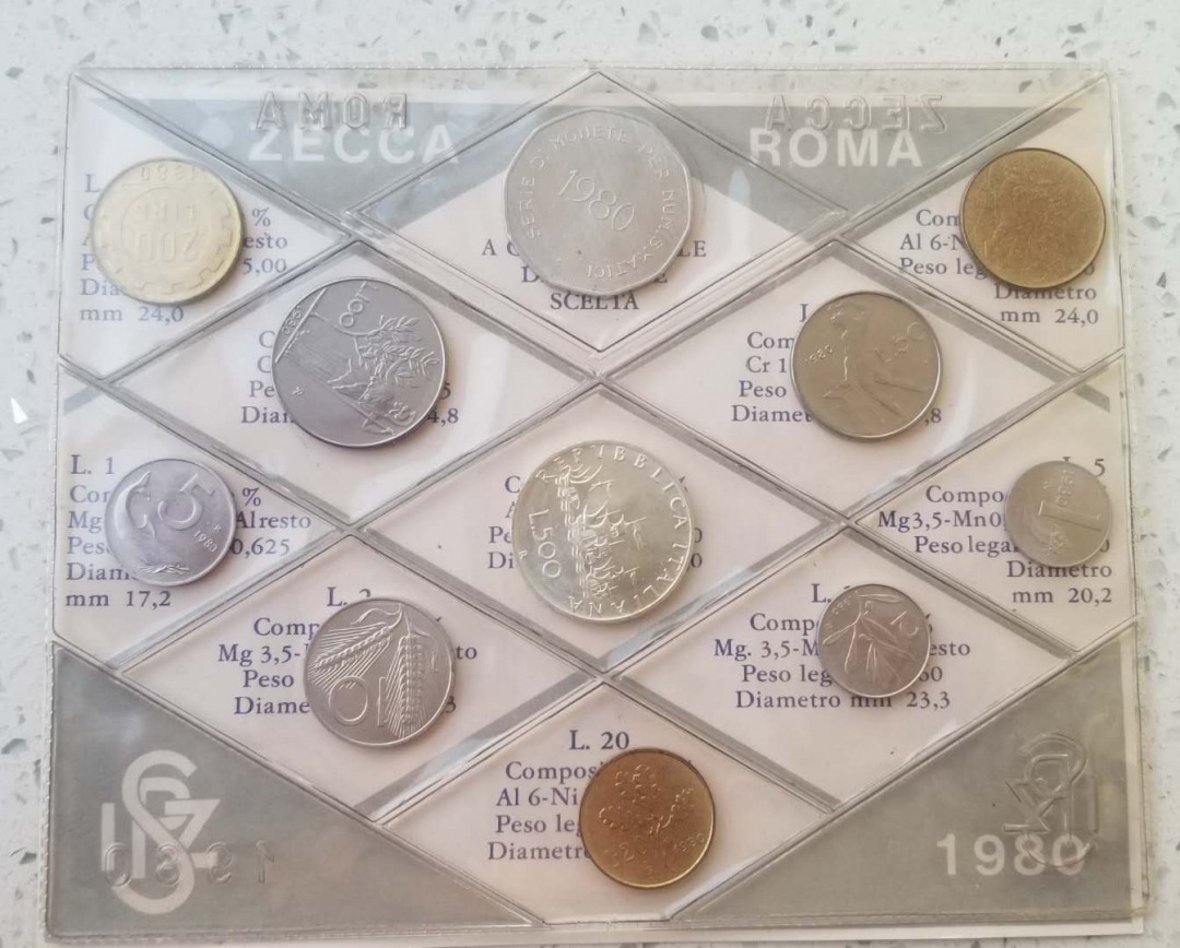 【币观天下】第六十八场拍卖-CICE北京展销会专场 【意大利】1980年造币厂卡币，10枚+纪念章1枚。