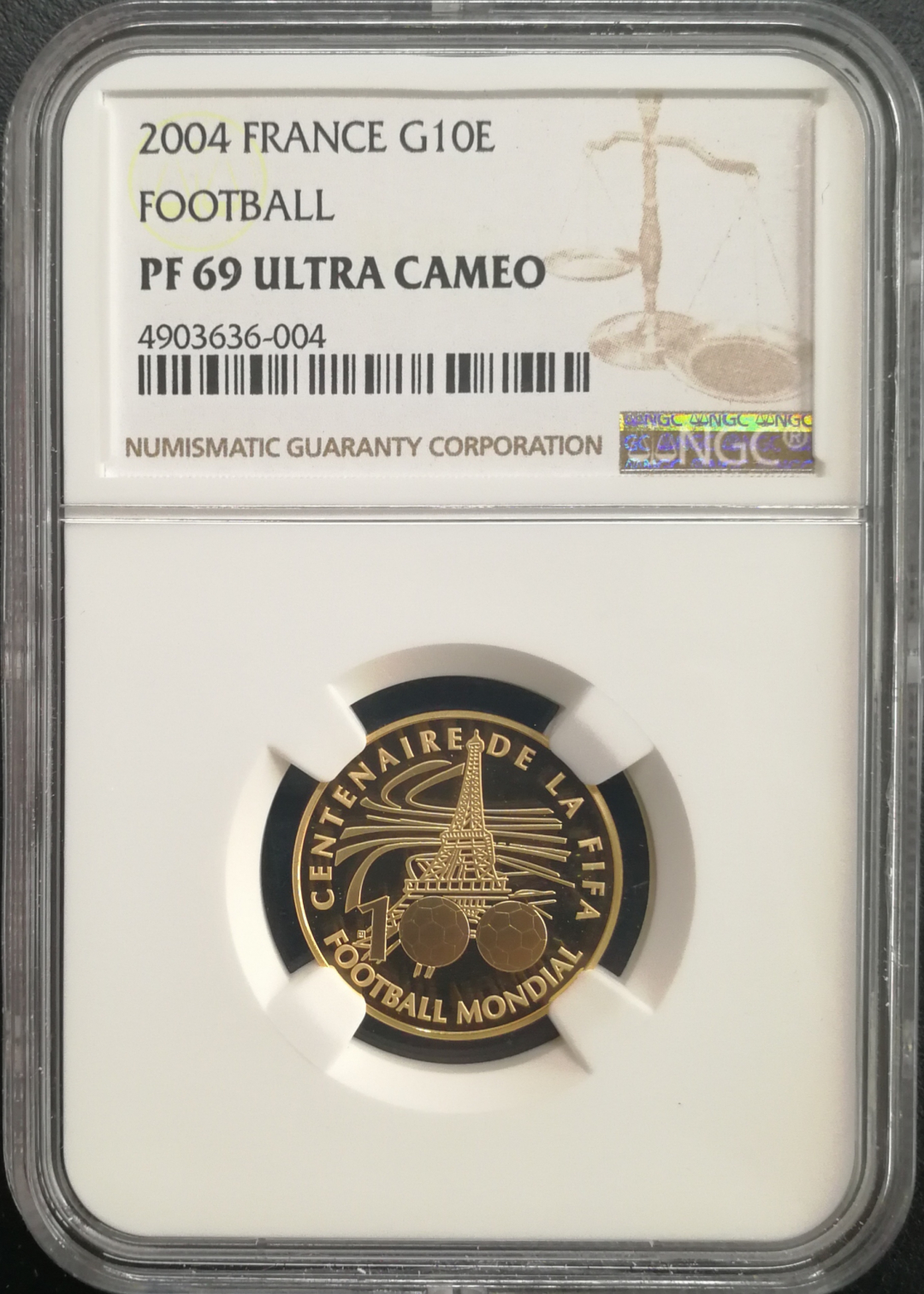 凡希社世界钱币微拍卖CICE专场大拍 2004法国FIFA纪念10欧元金币NGC-PF69UC