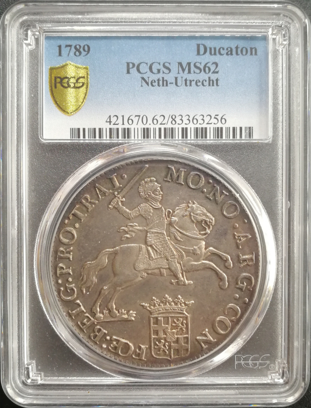 凡希社世界钱币微拍卖CICE专场大拍 稀!1789尼德兰乌特勒支马剑大银NGC-MS62