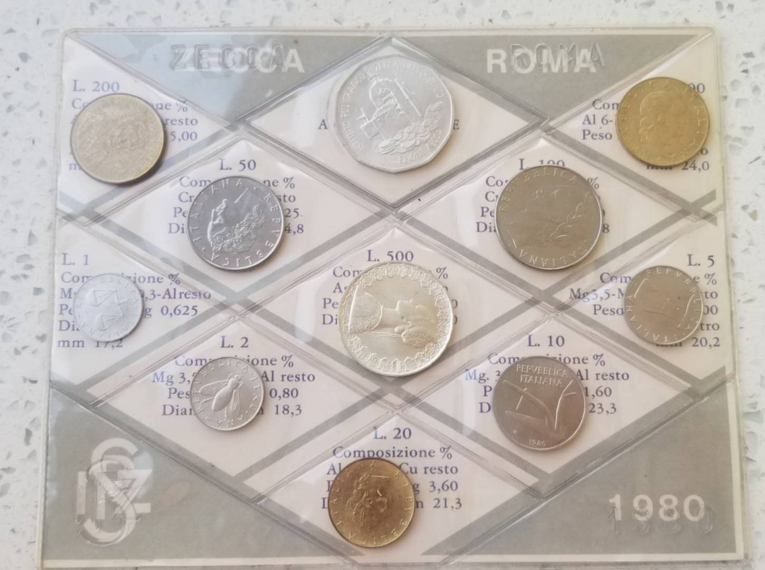 【币观天下】第六十八场拍卖-CICE北京展销会专场 【意大利】1980年造币厂卡币，10枚+纪念章1枚。