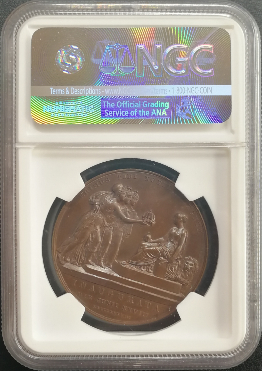 凡希社世界钱币微拍卖CICE专场大拍 稀!1839小维加冕纪念铜章NGC-MS64皮斯特鲁奇经典之作