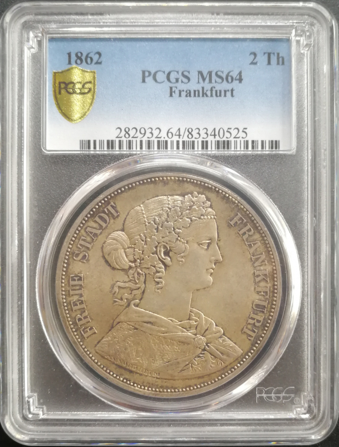 凡希社世界钱币微拍卖CICE专场大拍 1862法兰克福少女两泰勒PCGS-MS64
