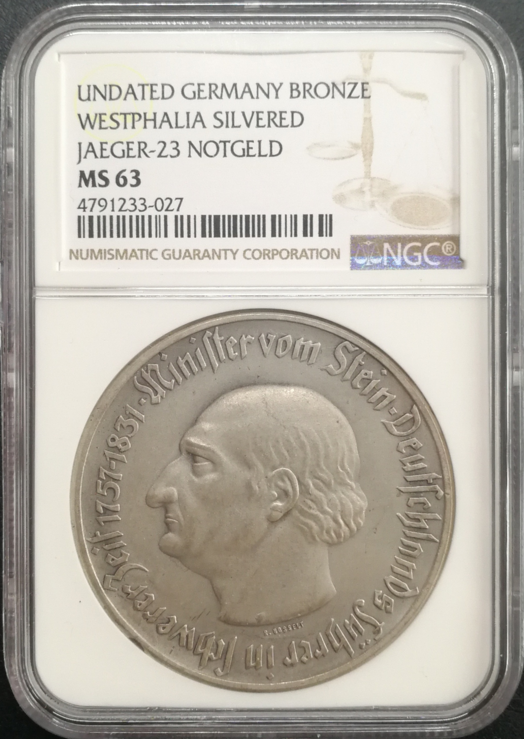 凡希社世界钱币微拍卖CICE专场大拍 稀!威斯特伐利亚双面人像纪念章NGC-MS63