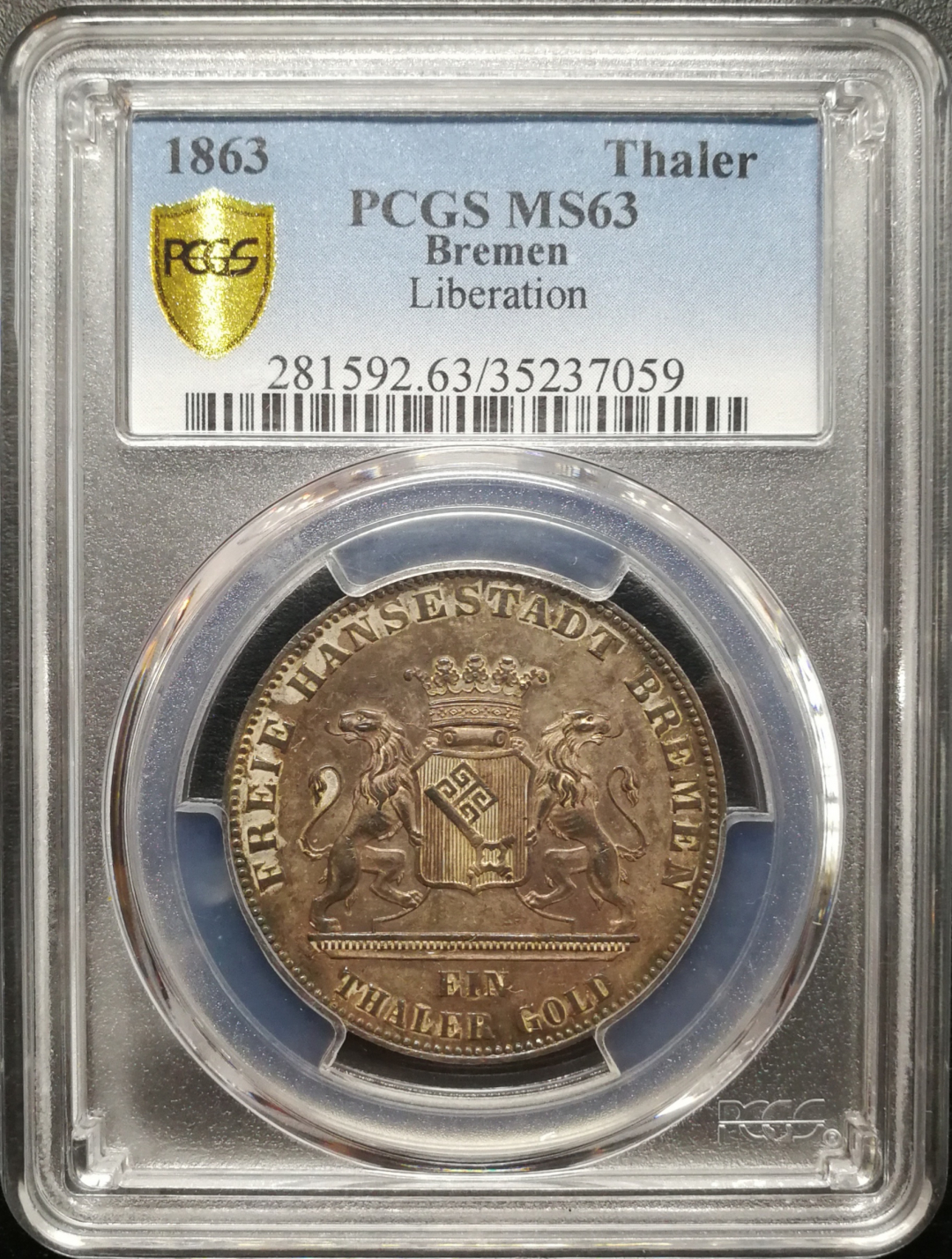 凡希社世界钱币微拍卖CICE专场大拍 1863不莱美解放泰勒OCGS-MS63