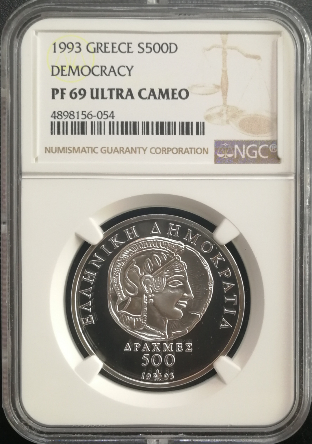 凡希社世界钱币微拍卖CICE专场大拍 1993希腊币中币500D民主纪念NGC-PF69UC