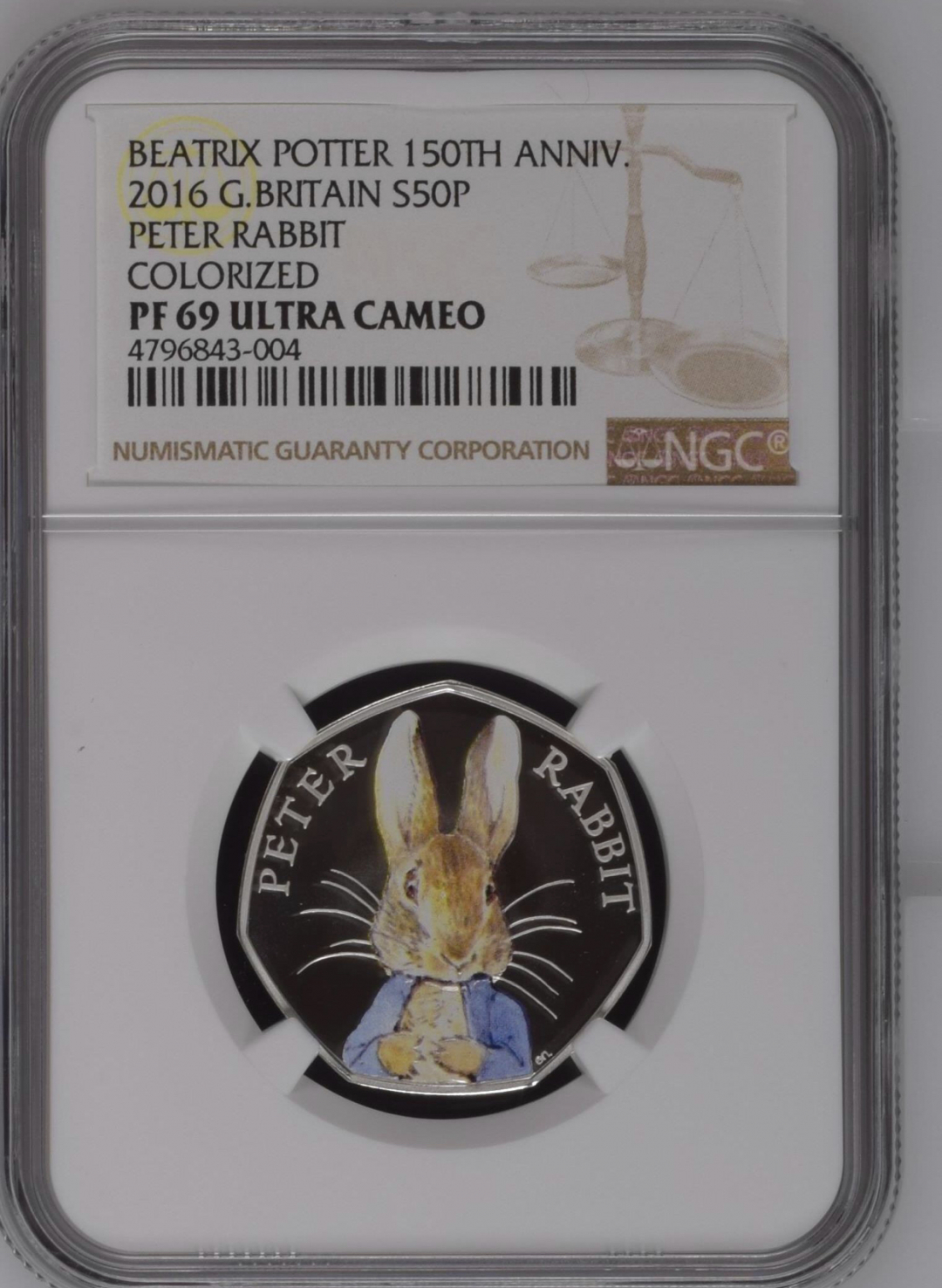 【币观天下】第六十八场拍卖-CICE北京展销会专场 【英国】2016彼得兔+2019彼得兔两枚一起拍卖【ngc69+70】