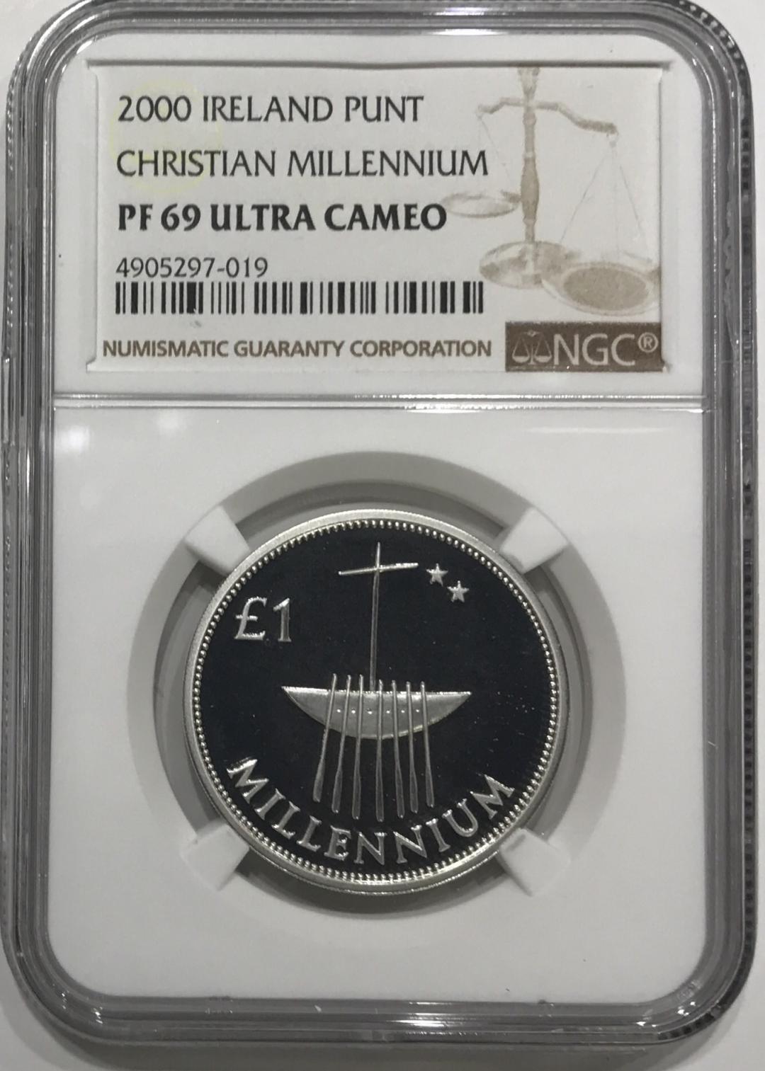 【随心拍】现代金银币拍卖-第十九期  NGC69 爱尔兰千禧年加厚银币