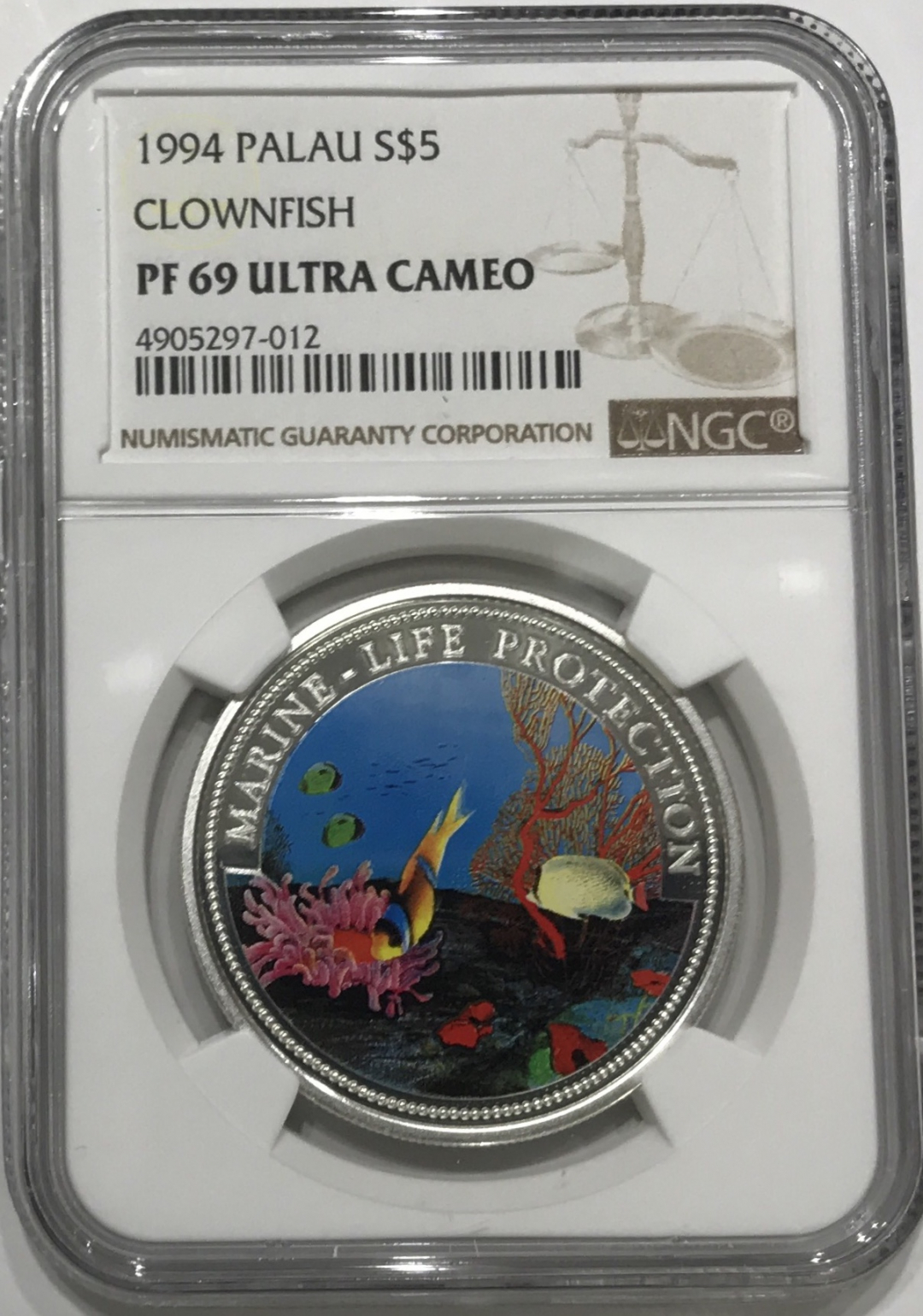 【随心拍】现代金银币拍卖-第十九期 NGC69帕劳1994海洋保护银币小丑鱼