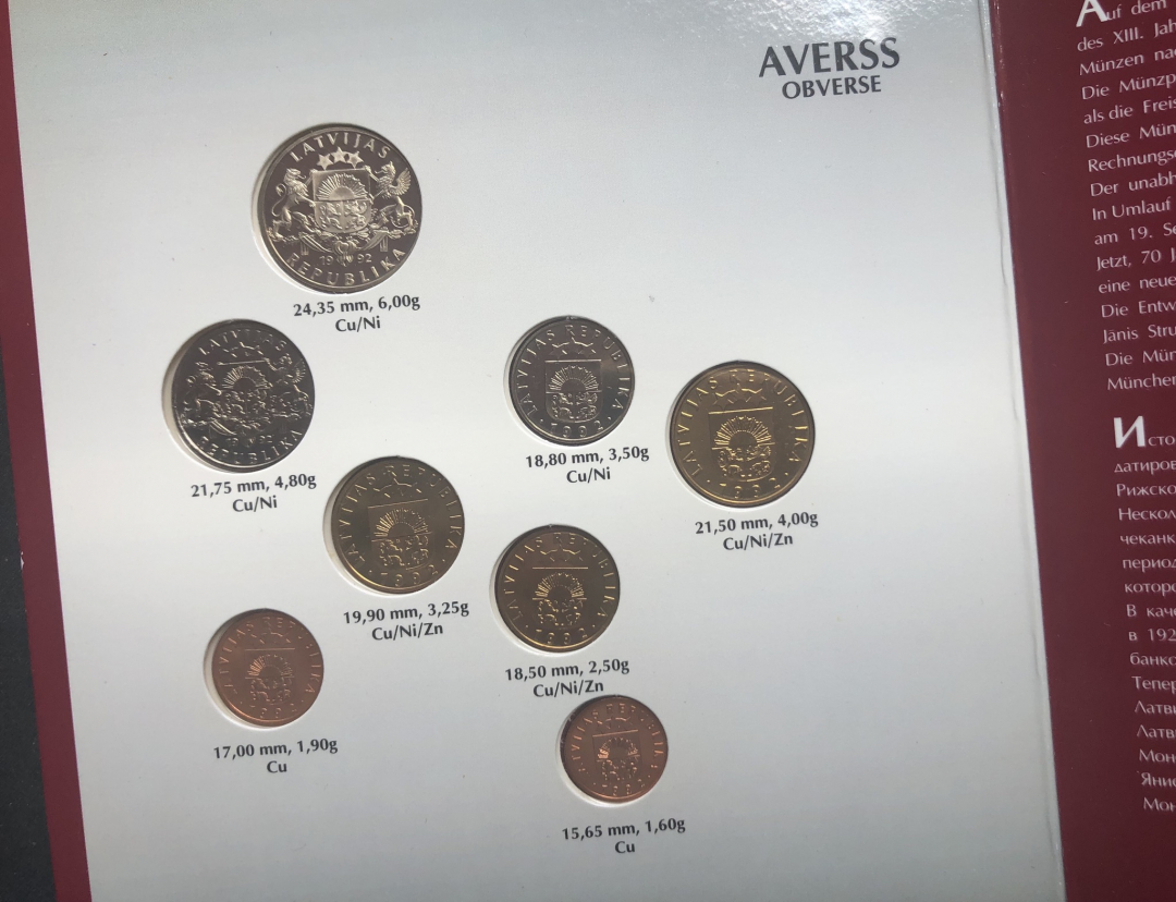 【币观天下】第六十九场拍卖 【拉脱维亚】1992年8枚币套装册子【普制】