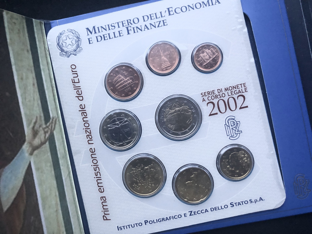 【币观天下】第六十九场拍卖 【意大利】2002年意大利8枚币套装【普制】