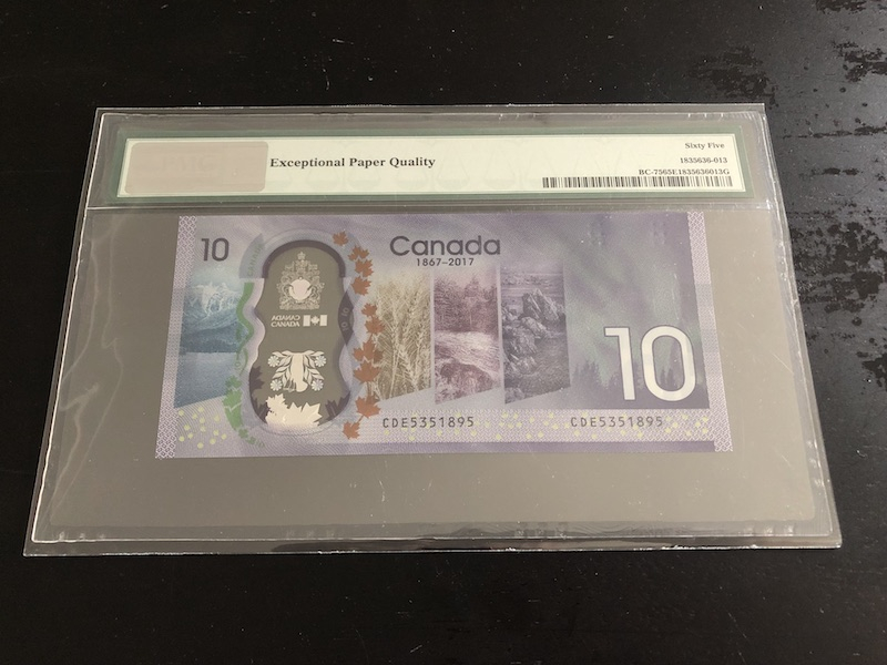 收藏联盟八十七期（国际儿童节为下一代珍藏）拍卖：） 2017年加拿大10加元塑料钞 PMG65E S/N:CDE5351895