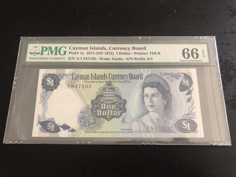 收藏联盟八十七期（国际儿童节为下一代珍藏）拍卖：） 1971年开曼群岛1元 PMG66E A/1 847102
