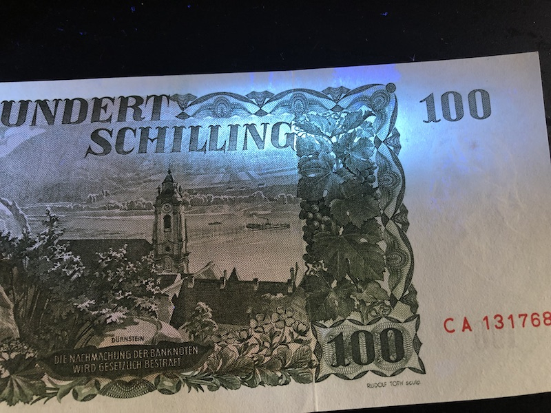 收藏联盟八十七期（国际儿童节为下一代珍藏）拍卖：） 1954年奥地利100先令 AU 存在荧光反应的潮斑