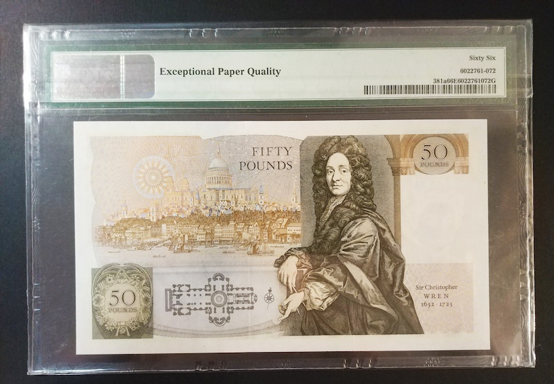 收藏联盟八十七期（国际儿童节为下一代珍藏）拍卖：） 英国D序列50镑 PMG66E S/N:B04 567753