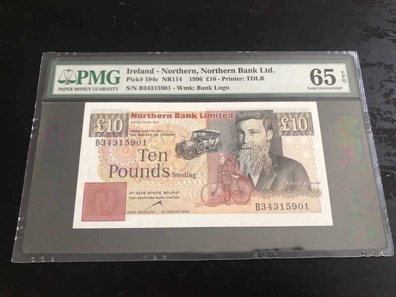 收藏联盟八十七期（国际儿童节为下一代珍藏）拍卖：） 1996年北爱尔兰10镑 PMG65E S/N:B34315901