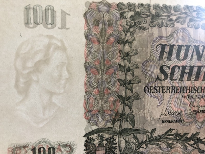收藏联盟八十七期（国际儿童节为下一代珍藏）拍卖：） 1954年奥地利100先令 AU 存在荧光反应的潮斑