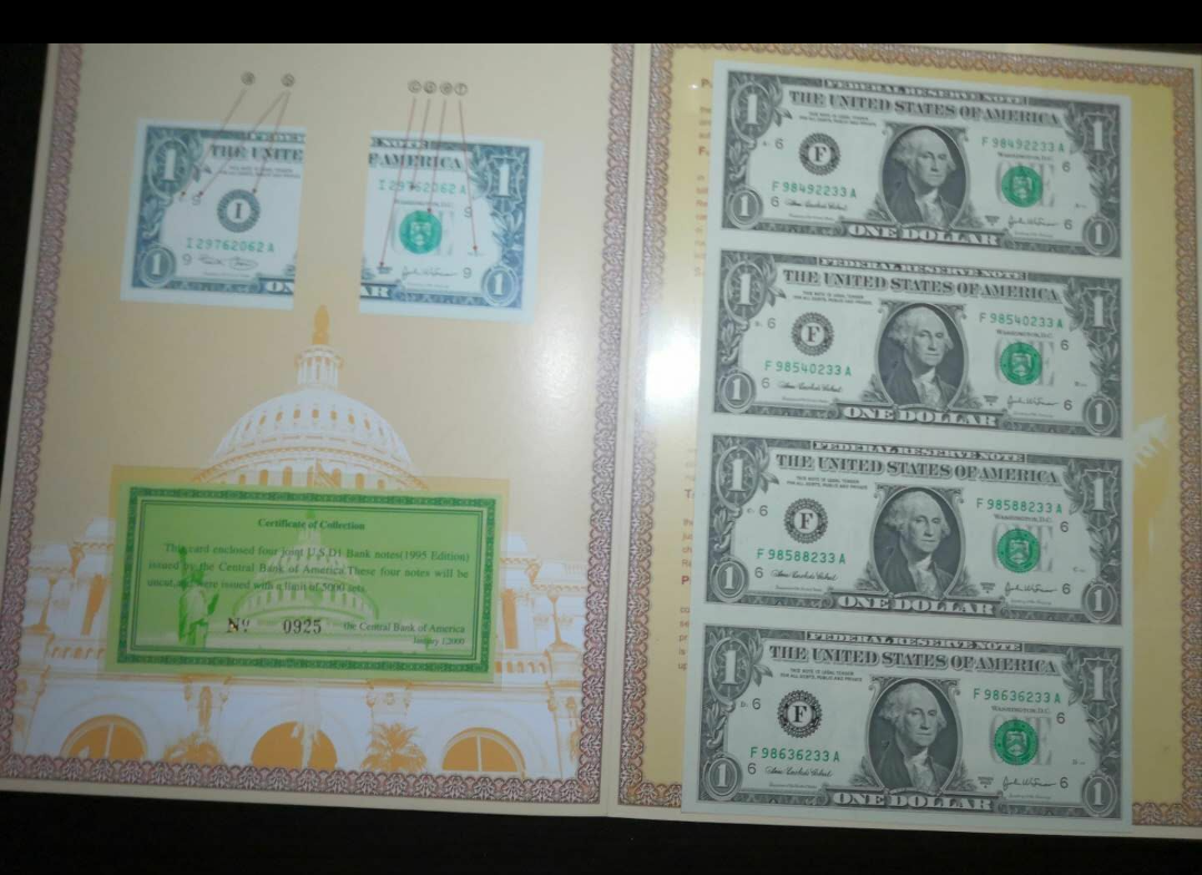 【鲸贝乐淘】千字文·第藏号拍卖 【连体美元】2003年。美金1元四连体。早期原册。