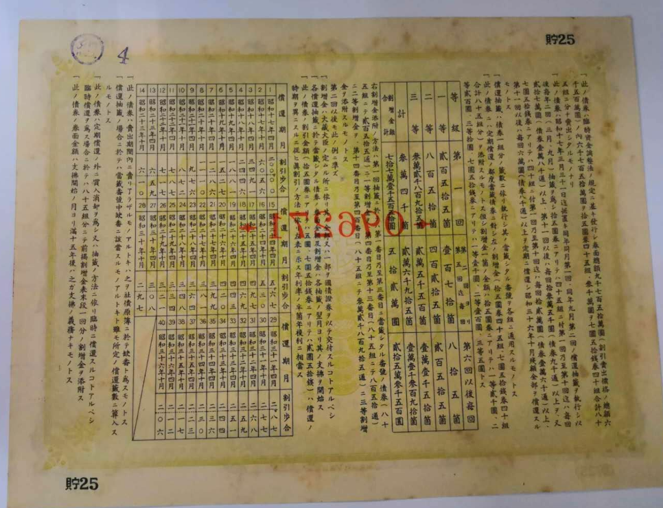 【鲸贝乐淘】千字文·第藏号拍卖 【侵华债券】【貯25】大东亚战争战时储蓄债券 昭和16年12月。日本劝业银行战争公债储蓄债券金15元第15回1941年（侵华七七卢沟桥事变） ，加盖劝业银行已登记机章