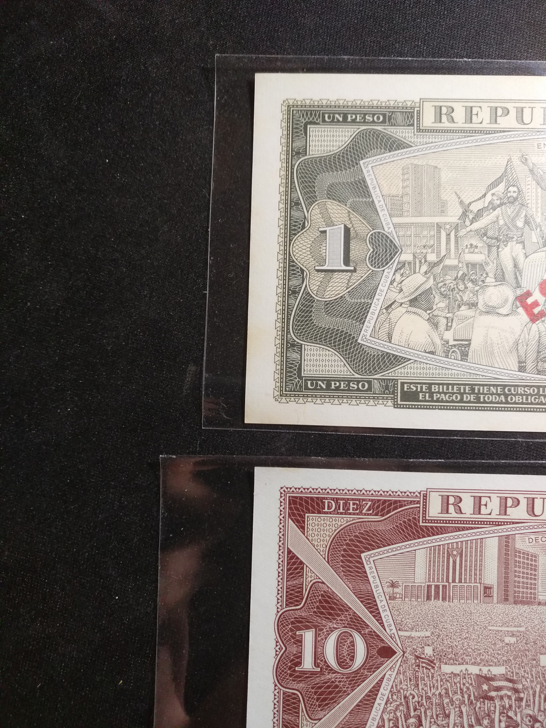 【鲸贝乐淘】千字文·第藏号拍卖 【古巴】1978年1元和1970年10元，票样样币，全新品相，图案精美，当地气候原因略有微微黄