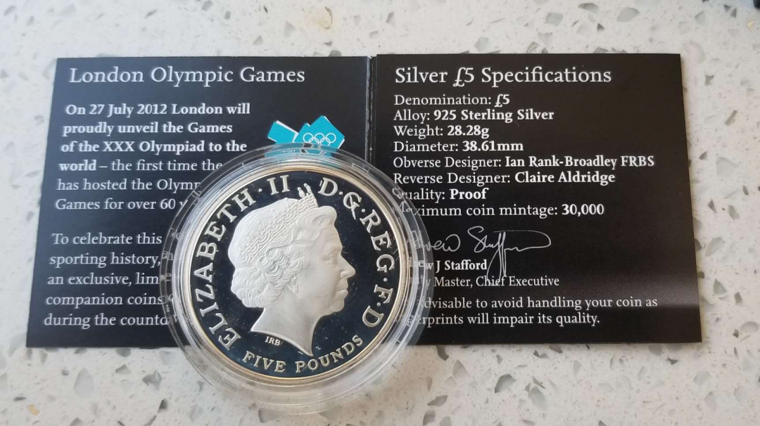 【币观天下】第七十期拍卖 英国2012年伦敦奥运会倒计时精制银币 面值5镑