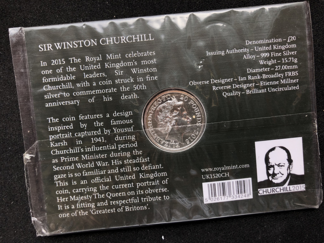 【币观天下】第七十期拍卖 【英国】原卡装英国2015年丘吉尔20磅银币