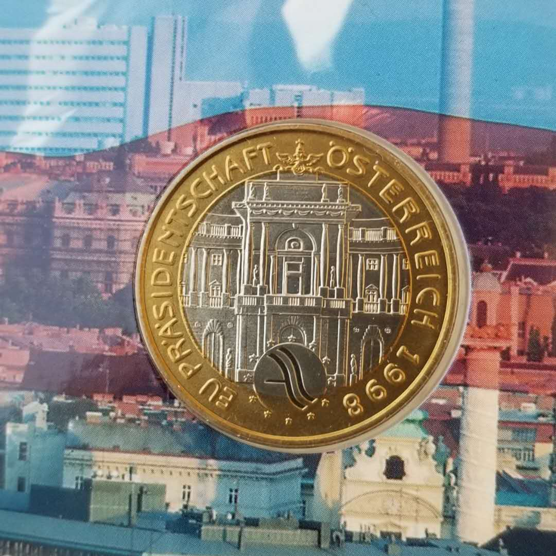 【币观天下】第七十期拍卖 【奥地利】克劳斯获奖币两枚!奥地利1998年欧盟轮值主席国和1999年欧元区货币50先令双金属币两枚