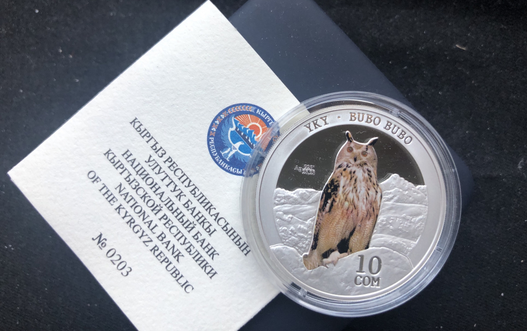 【币观天下】第七十期拍卖 【吉尔吉斯斯坦】2014年 10索姆  雪鸮 - 猫头鹰银币