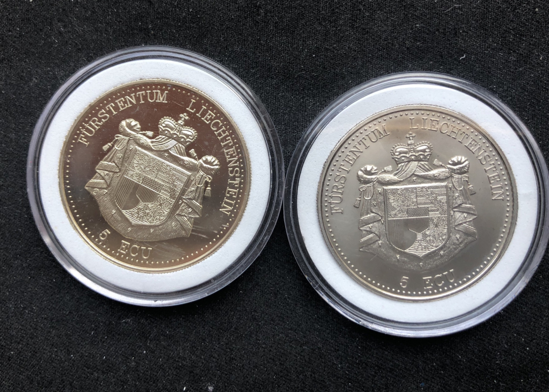 【币观天下】第七十期拍卖 【列支敦士登】5埃居1994/1995精制币各1枚